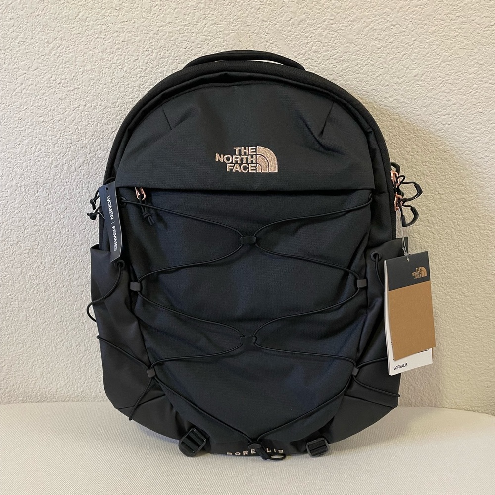 NWT The North Face Women's Borealis 27L, Black Heather / Burnt Coral Metallic